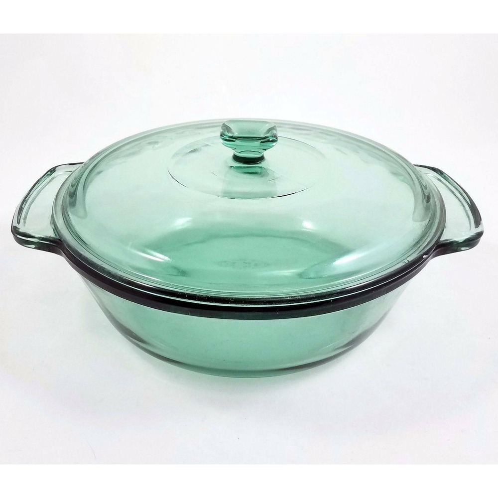 Vintage Anchor hocking 2 Q 2L Green bowl with lid